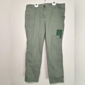 Loft Green Patchwork Ankle Crop Pants